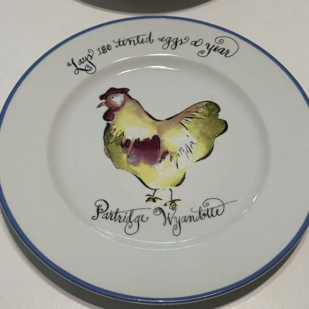 4 Italian Villa Porcelain 8” Plate Rosanna Chickens Williams Sonoma Farmhouse